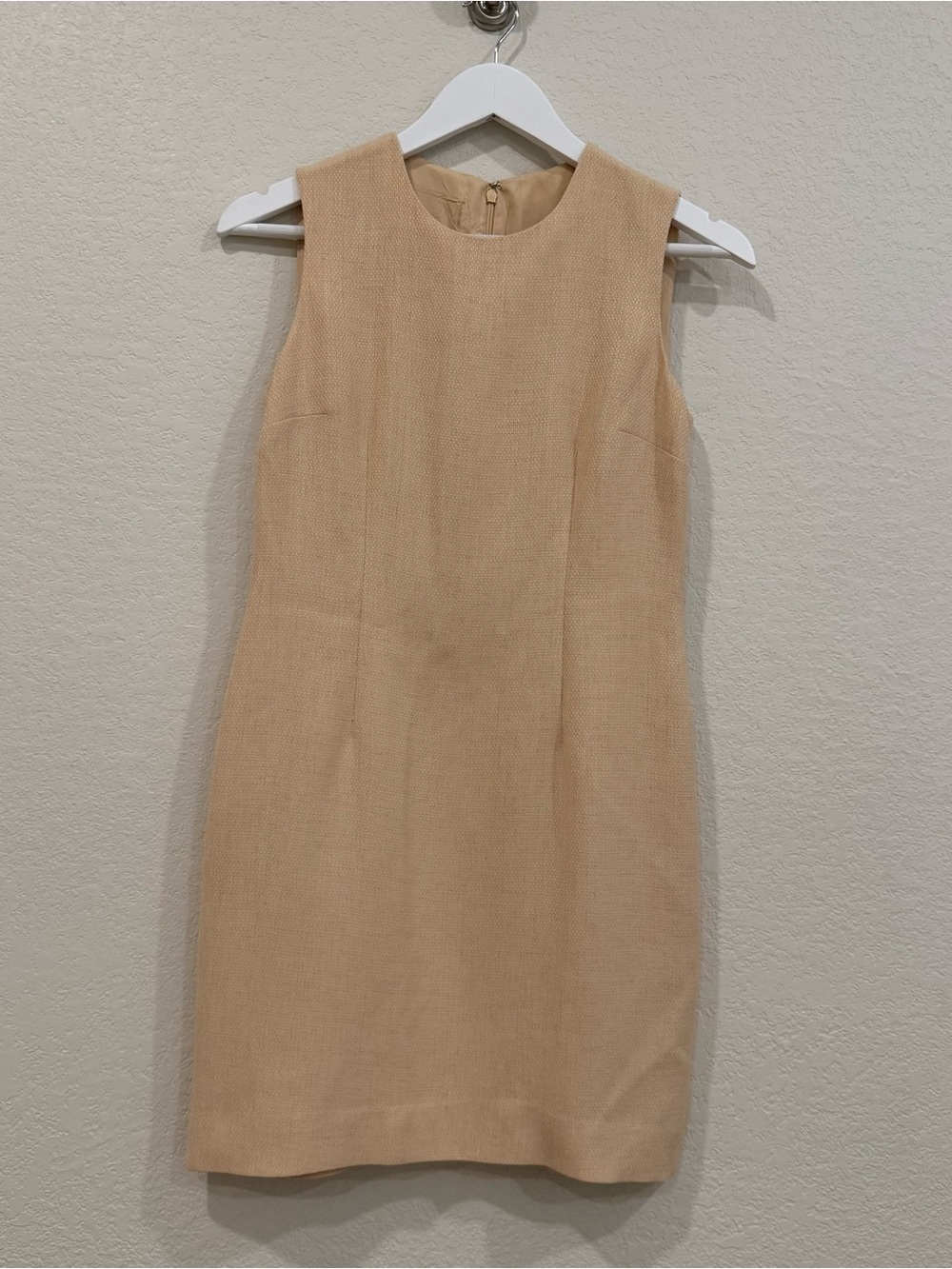 Vintage 90s Classic Sleeveless Shift Dress in Beige